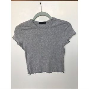 Brandy Melville Gray Ruffled Sleeves Shirt OS